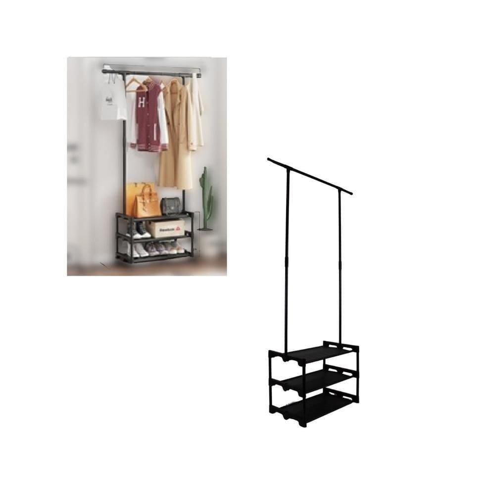 Arara Roupa 3 Prateleiras Sapateira Organizador Varal Guarda Roupa Cabideiro Quarto Luxo