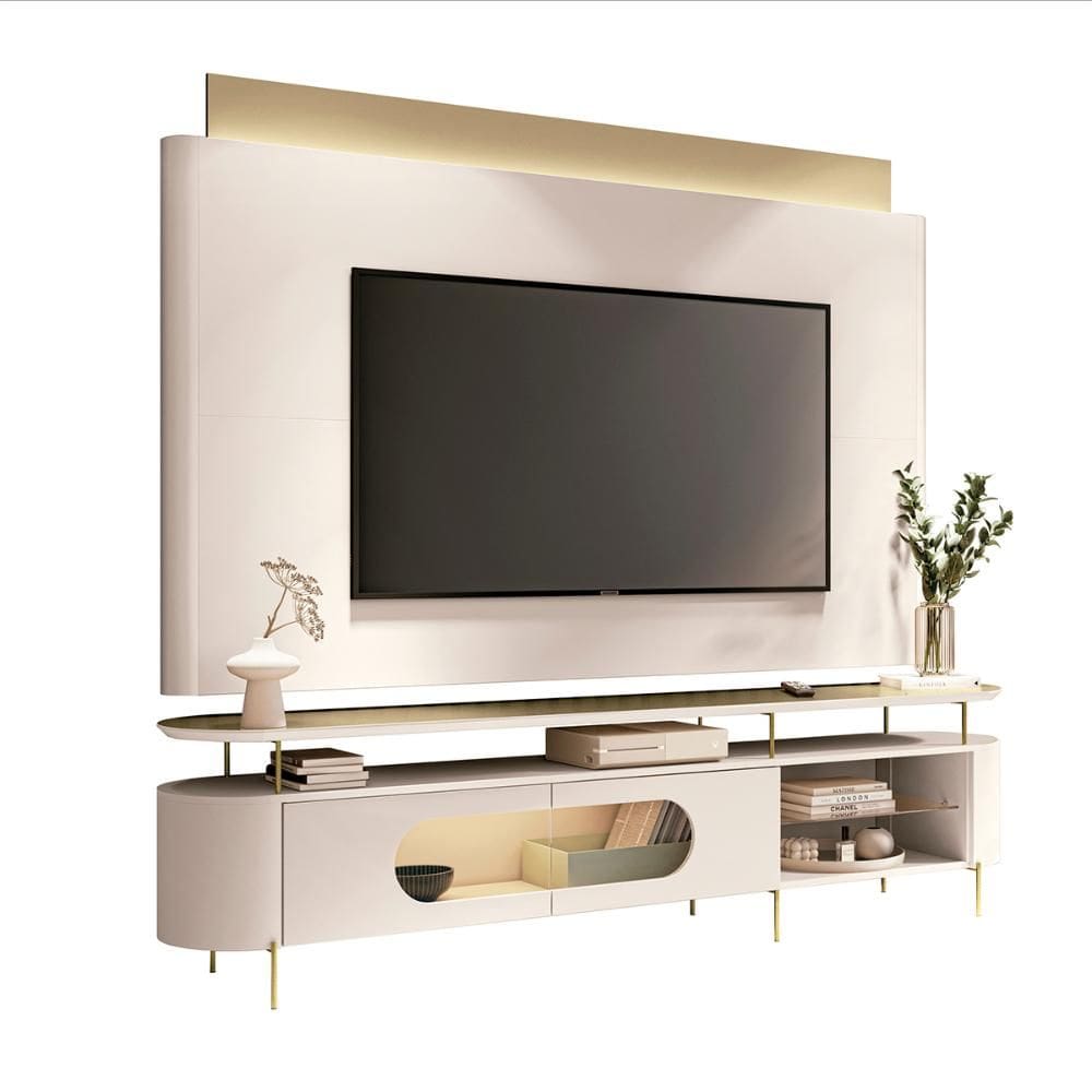 Conjunto Bancada Aria e Painel Nobre LED para TV até 85”