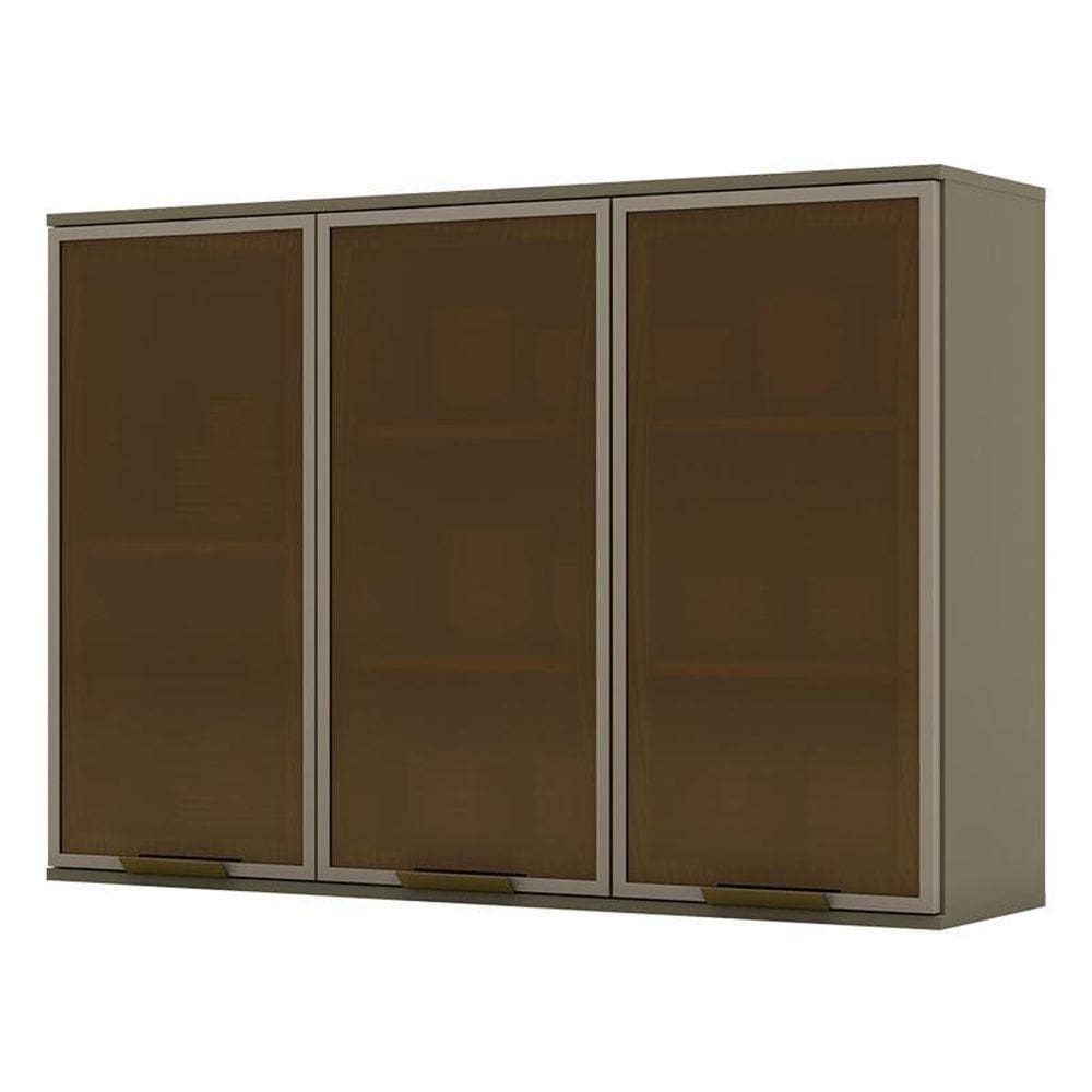 Armário Aéreo évelin 3 Portas De Vidro 120 Cm Duna – Henn