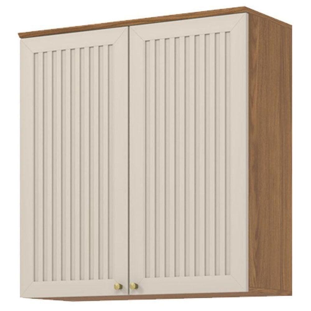 Armário Aéreo 2 Portas Ripado 80 Cm Requinte Nature Areia – Henn