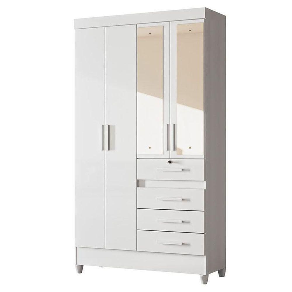 Guarda Roupa Infantil Sobral 4 Portas Branco Com Espelho - Moval