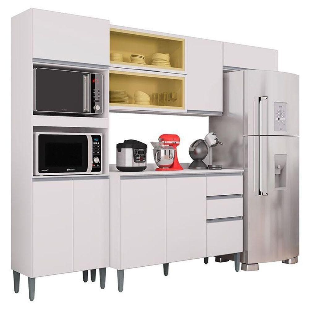 Cozinha Aline Balcão Com Tampo Branco - Poquema