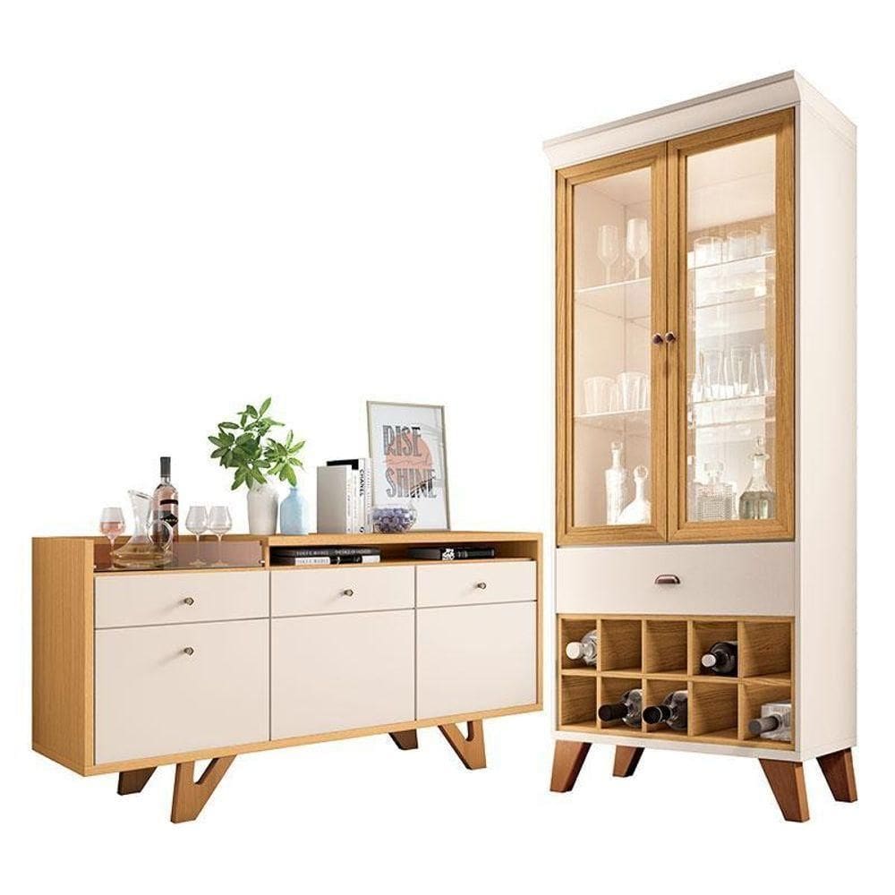 Buffet Soft E Cristaleira ópera Off White Cinamomo – Hb Móveis