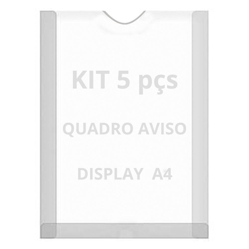 Displays Parede Folha A4 Petg Cristal Quadro Aviso Kit 5 Pçs