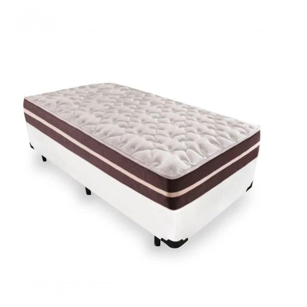 Cama Box Solteiro 88 Tecido Sintético Branco Com Colchão Little Angel - Bello Box - Mola Superlastic 62x88x188