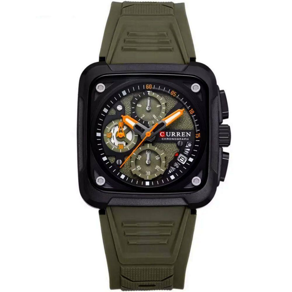 Relógio De Pulso Masculino Casual Pulseira De Silicone Impermeavel 3atm Verde