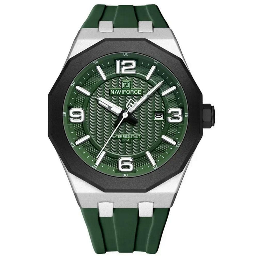 Relógio Para Homem Pulseira De Silicone 3atm Resistente à água Data Automática Verde