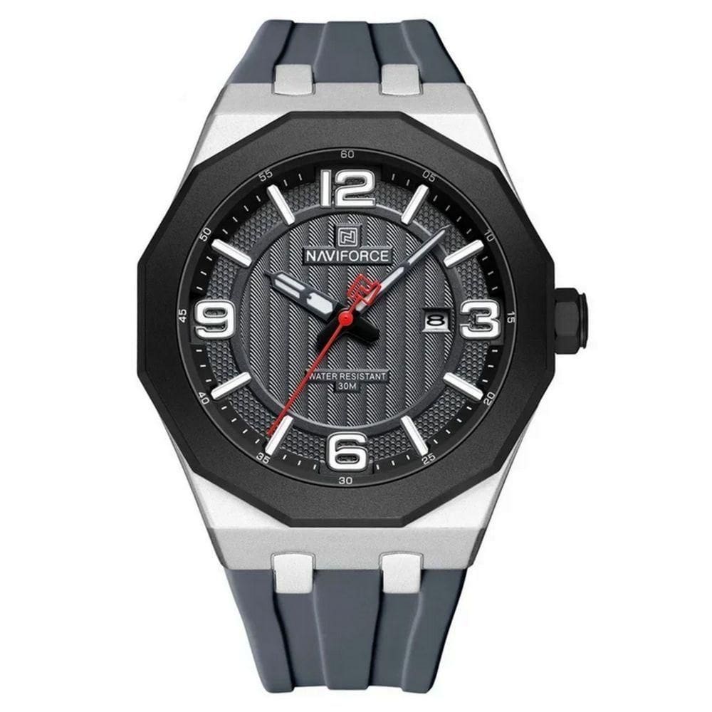 Relógio Para Homem Pulseira De Silicone 3atm Resistente à água Data Automática Cinza
