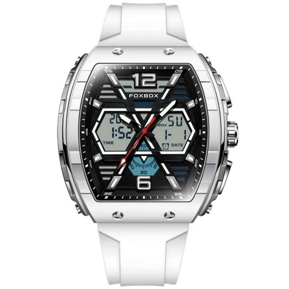 Relógio De Quartzo Esportivo Masculino Dual Display Led Digital A Prova D`água Branco