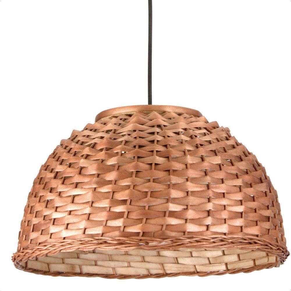 Lustre Pendente Blumenau Bali Cesto Vime E27 Bivolt
