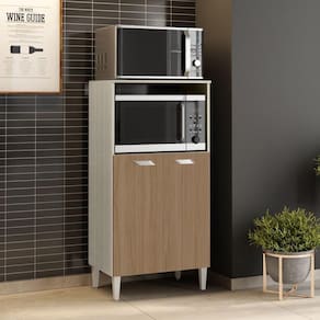 Balcão Multiuso Microondas Forno Elétrico 2portas Prisma Elmo/marrom Hrmóveis