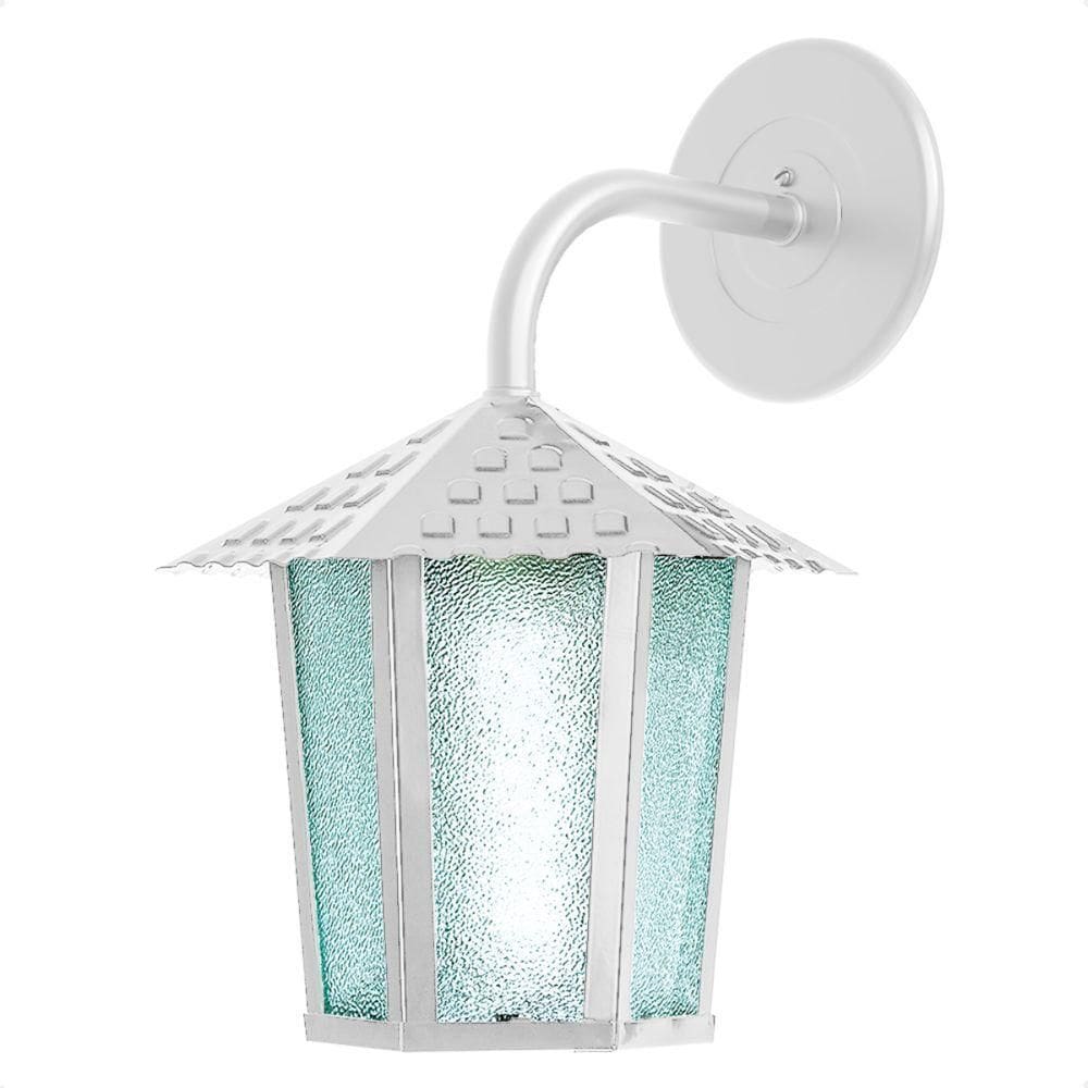 Arandela Colonial Sextavada Vidro Pontilhado E27 Bivolt Branco