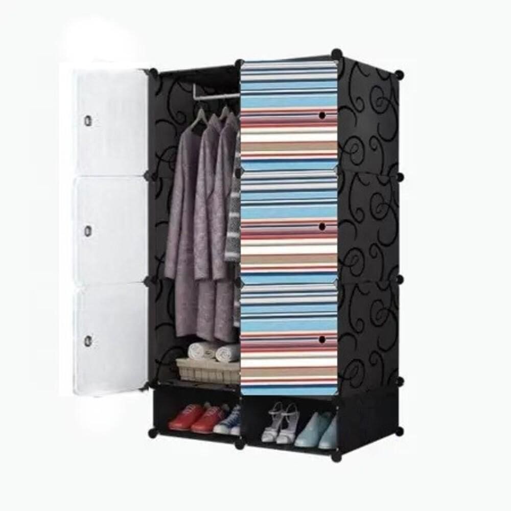 Armario Modular Guarda Roupa Organizador Arara Cabideiro Estante Sapateira Com Portas Compacto