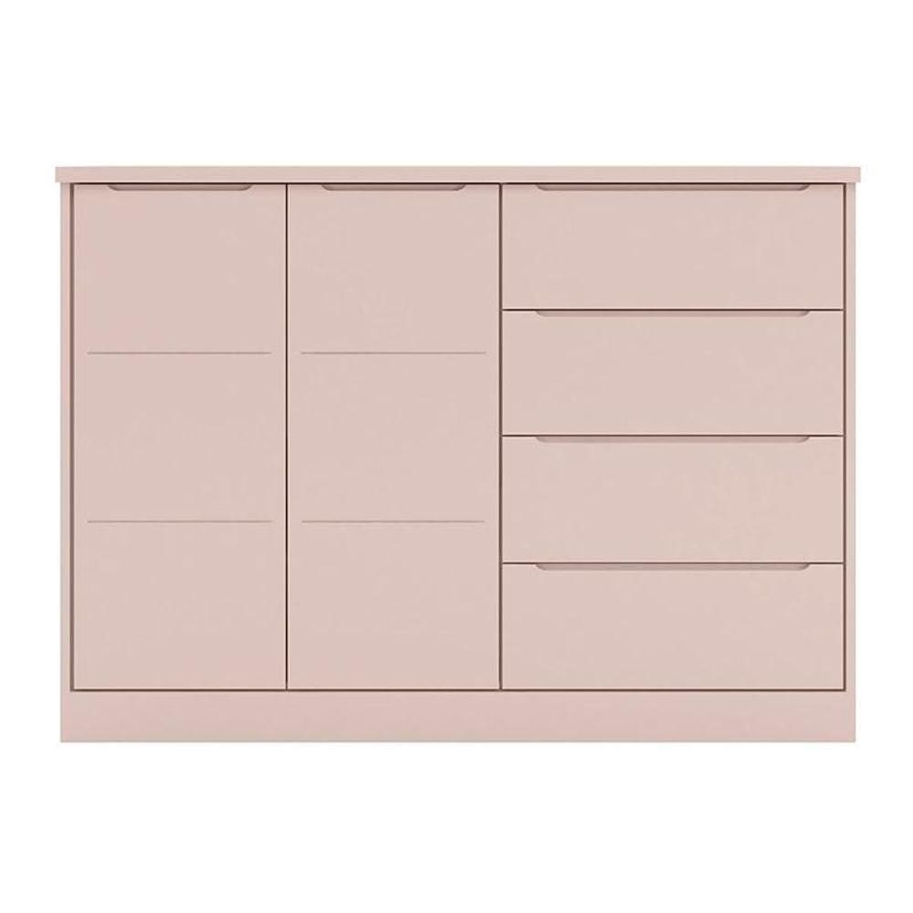 Cômoda Infantil Pérola Com 2 Portas E 4 Gavetas Rosê - Phoenix Baby Rosê