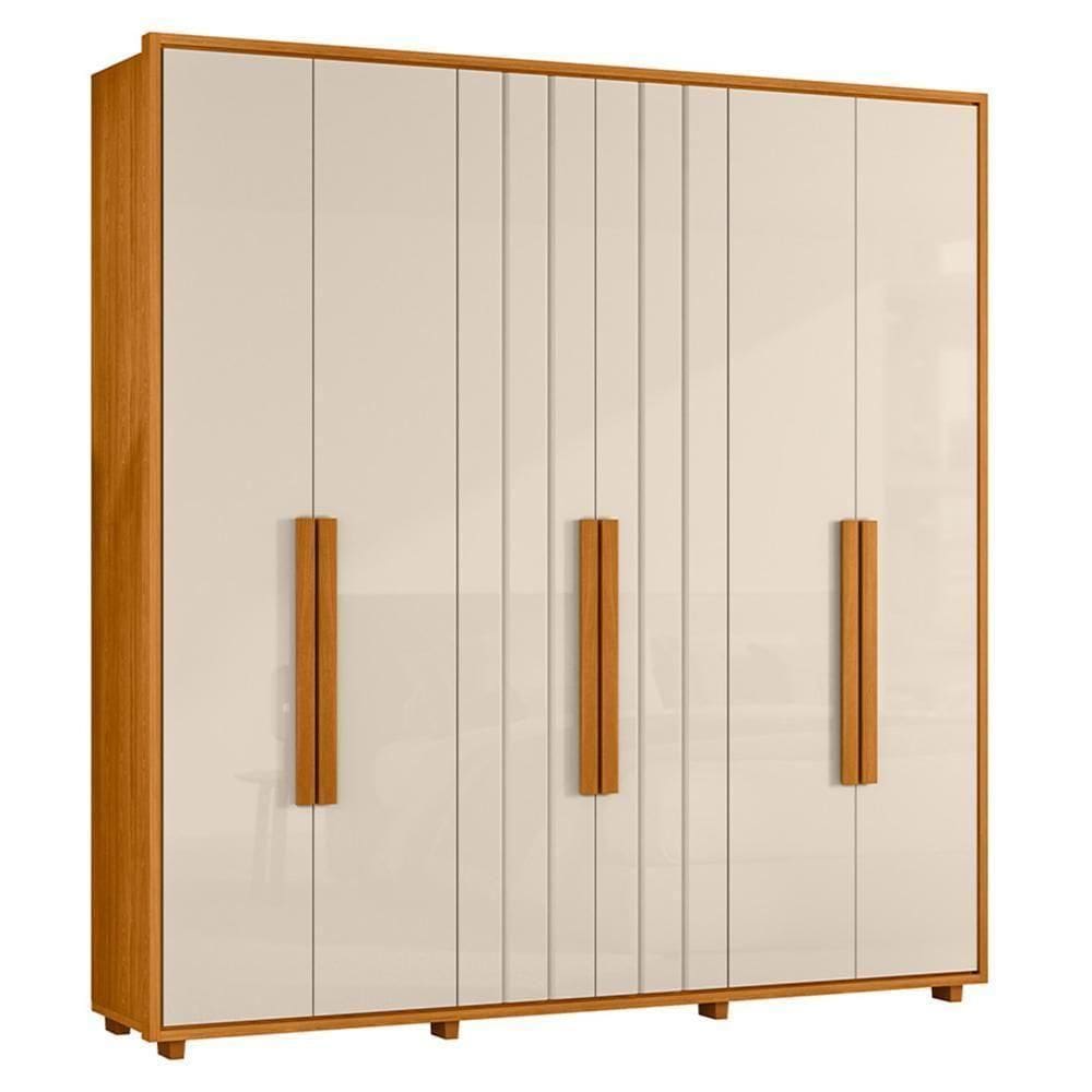 Guarda Roupa Casal Portinari Ripado 6 Portas Cinamomo/off White - Madetec Cinamomo/off White