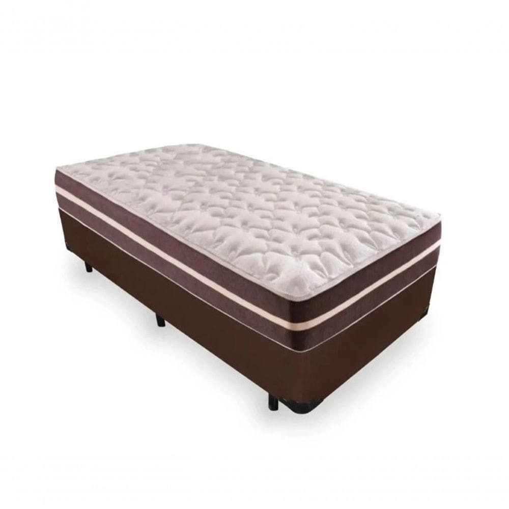 Cama Box Solteiro 88 Tecido Sintético Marrom Com Colchão Little Angel - Bello Box - Mola Superlastic 62x88x188
