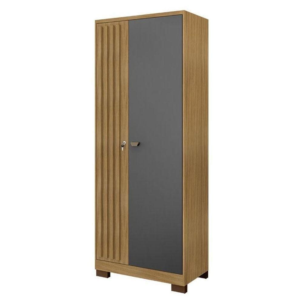 Armário Multiuso Versatile 2 Portas Com Chave Carvalho Americano Grafite - Incorplac