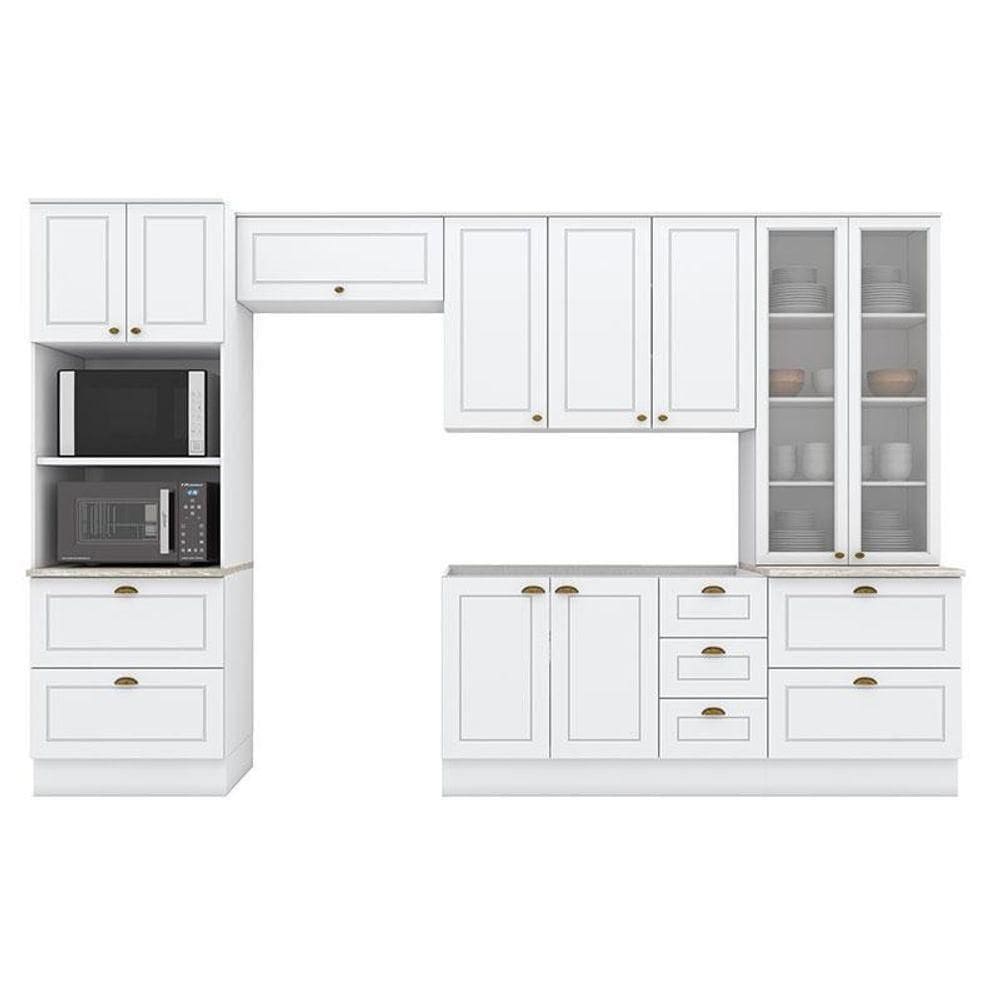 Cozinha Modulada Nova York 5 Peças Com Cristaleira Branco – Henn