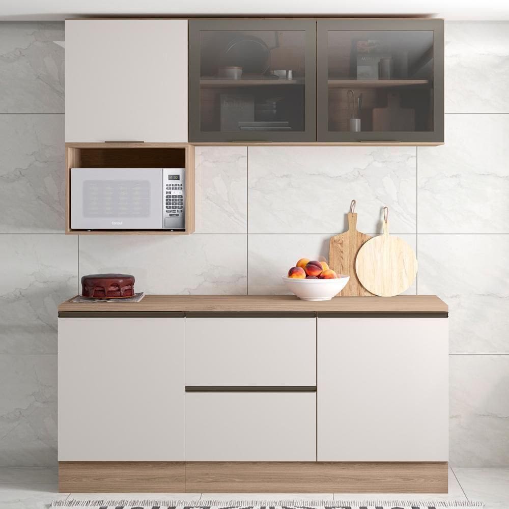 Armário De Cozinha Cp01 E Tampo Grace Carvalho Oak/off White Z44 - Mpozenato