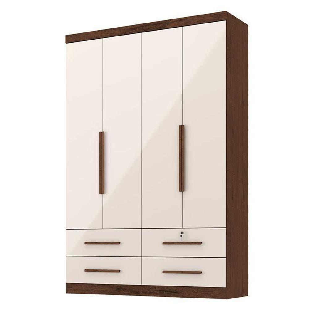 Guarda Roupa Solteiro Maximus Plus 4 Portas Jacarandá Off White – Zanzini