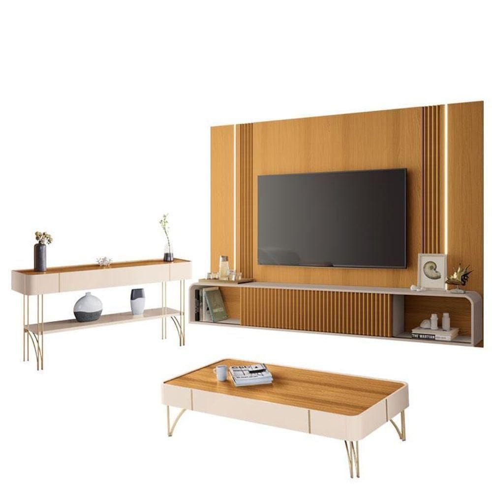 Home Suspenso E Aparador Vivant E Mesa De Centro Cadenza Cinamomo Off White - Hb Móveis