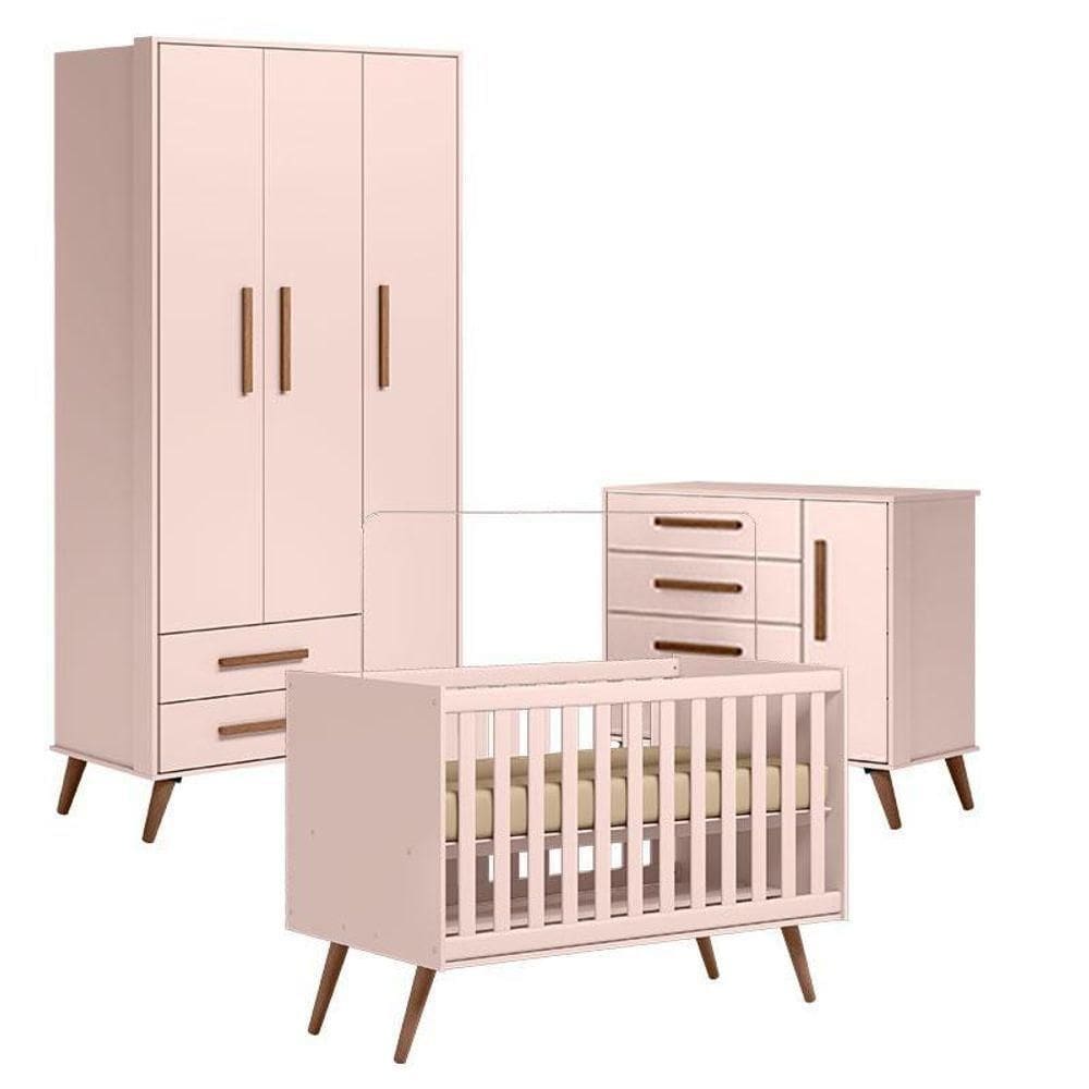 Quarto De Bebê Retrô Rosa - Qmovi