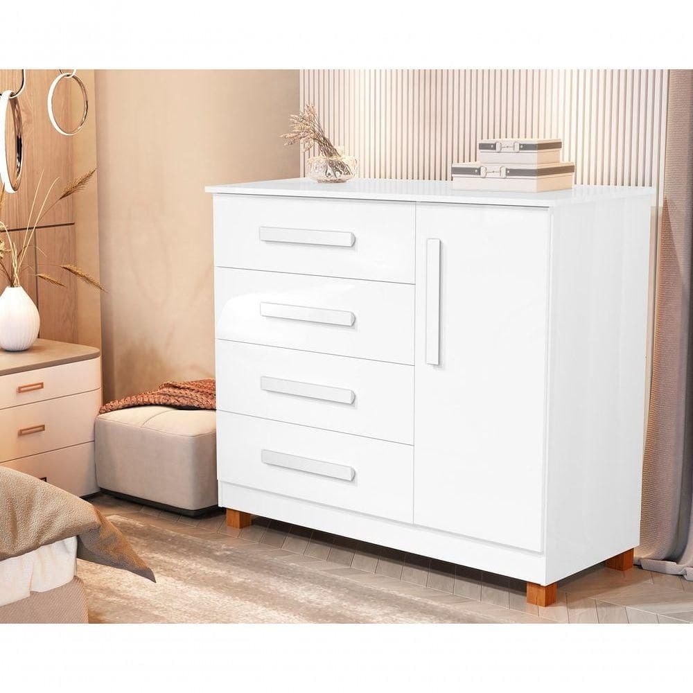 Cômoda Grécia Moderna Com Sapateira Lateral – 4 Gavetas Para Máxima Organização