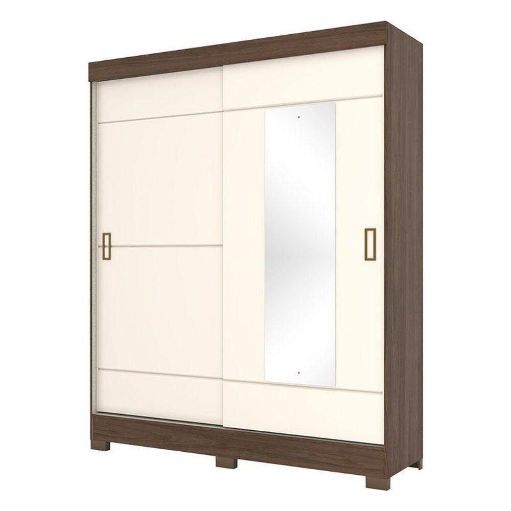 Guarda Roupa Solteiro B66 Castanho Off White – Briz Móveis