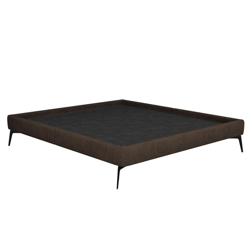 Cama Casal 145cm Pés Metálicos Elisa S05 Veludo Marrom - Mpozenato