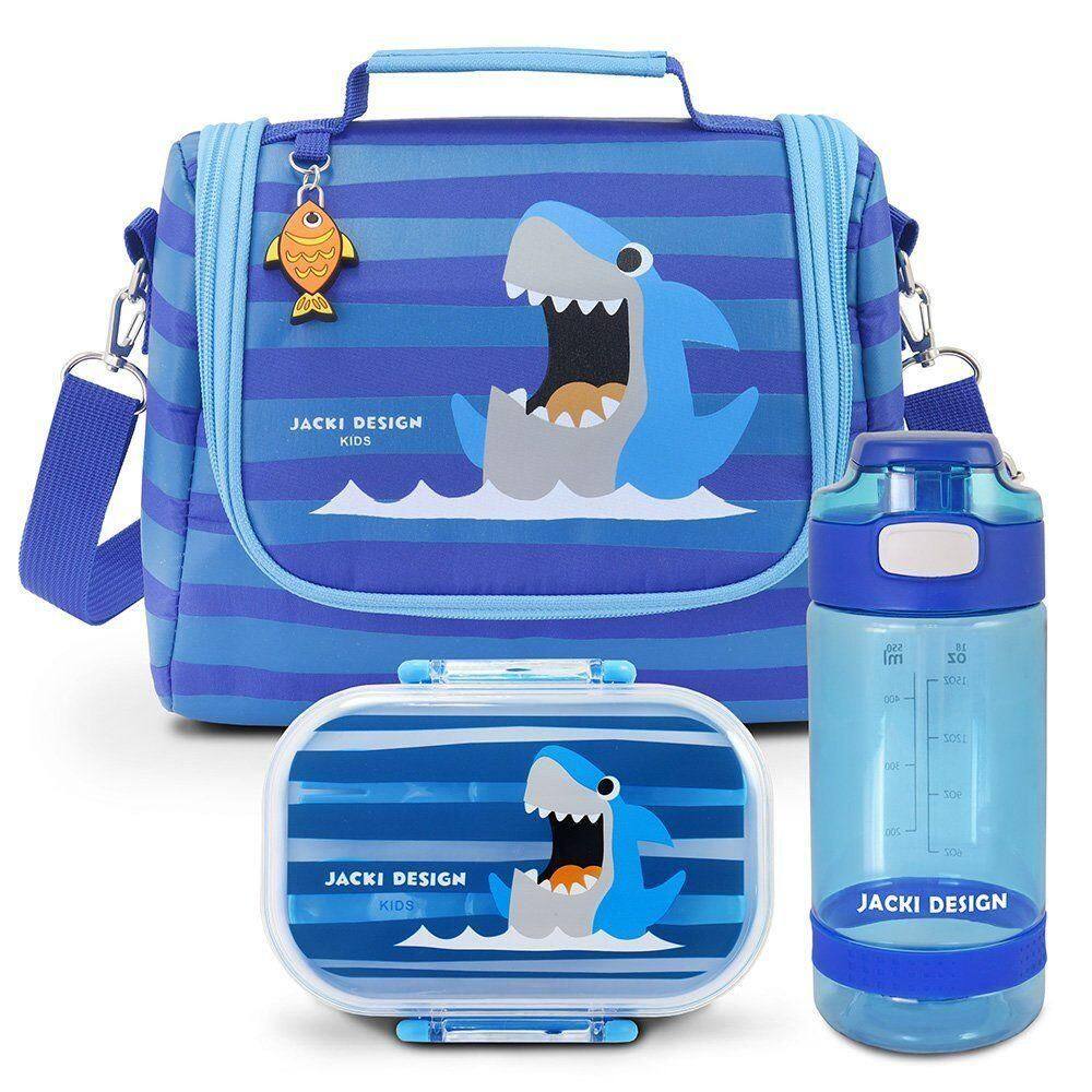 Kit Lancheira Térmica Infantil E Pote P/ Lanche Com Garrafa 550ml Azul