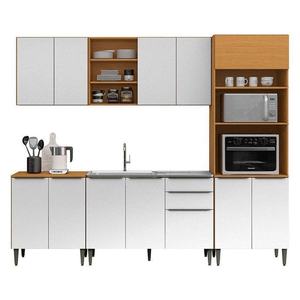 Cozinha Modulada Luana Composição 4 Cinamomo Branco - Aramóveis