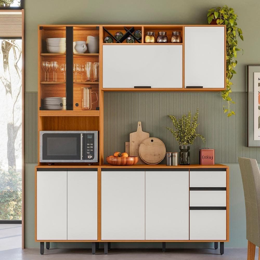 Armário De Cozinha Cp01 180cm Nala Freijó Uv/off Acetinado Z44 - Mpozenato