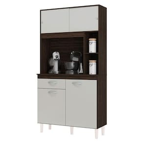 Armário Para Cozinha Kit Duda 90 Cm Chocolate Off White – Poquema