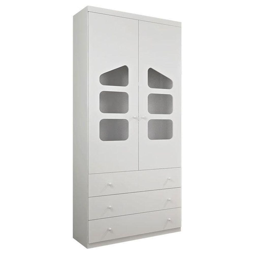 Guarda Roupa Infantil Eloisa 2 Portas Branco Brilho - Phoenix Baby