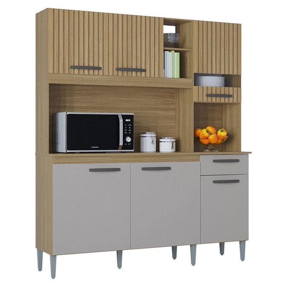 Kit Para Cozinha Barbara Damasco Ripado Off White - Poquema