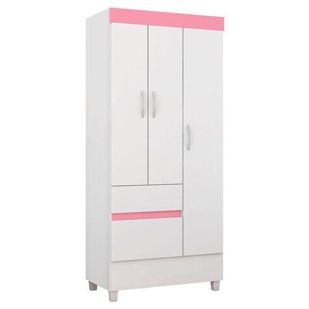 Guarda Roupa Infantil Branco Rosa – Demóbile