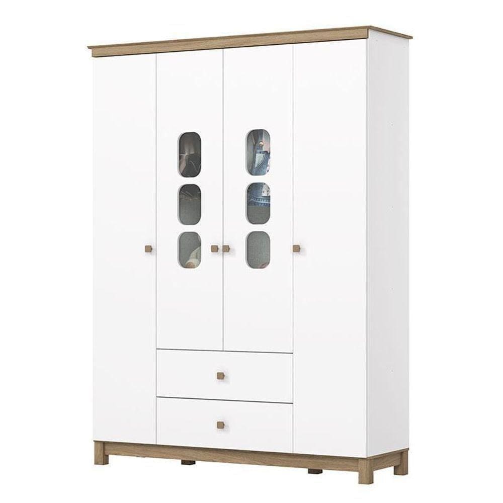 Guarda Roupa Infantil Aconchego 4 Portas Branco Jequitibá - Henn