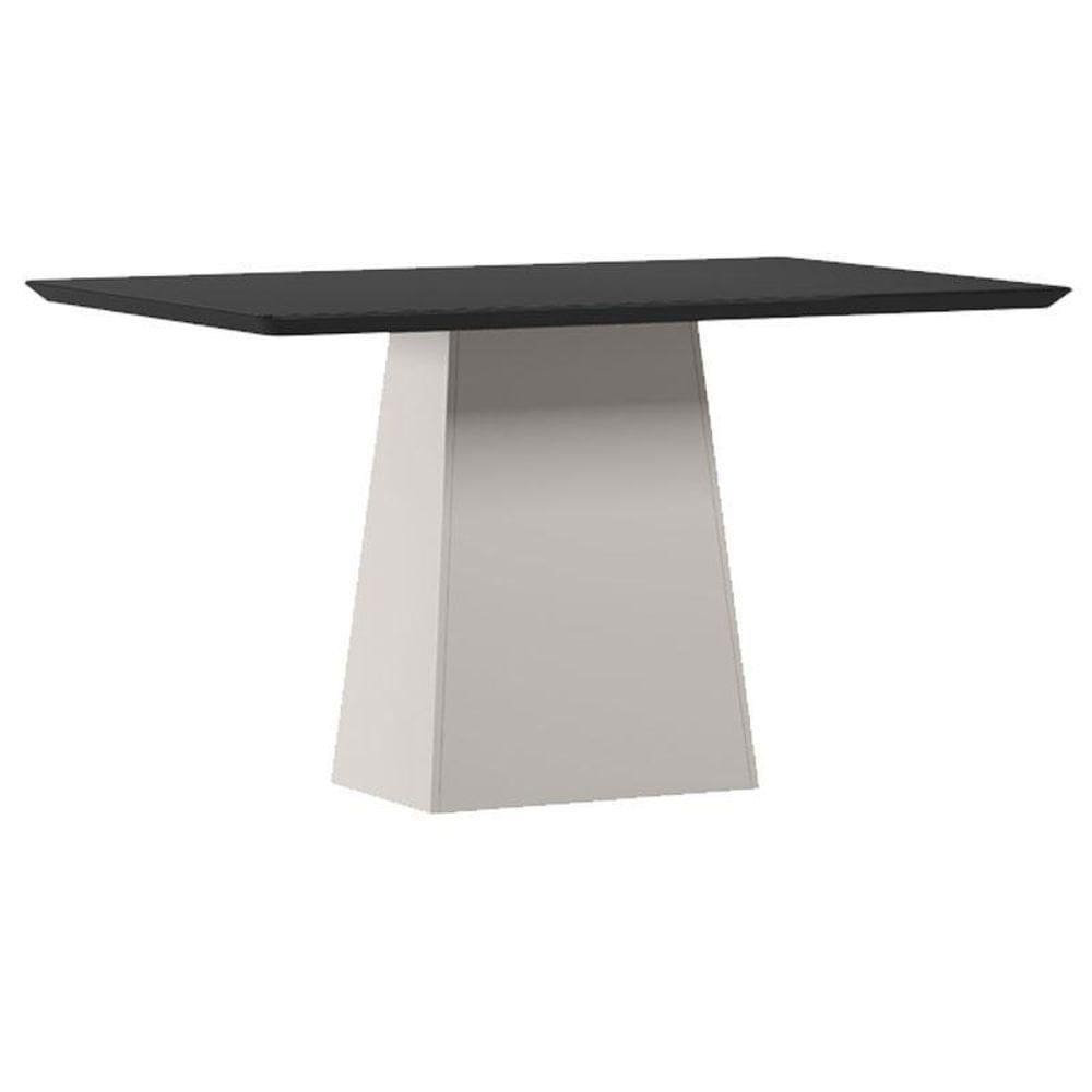 Mesa De Jantar 135x90 Cm Barbara Com Vidro Off White Preto – New Ceval