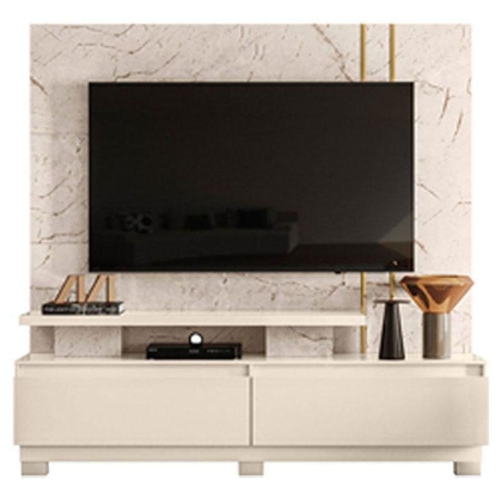 Estante Home Theater New Apolo Com Pés Calacata Off White – Madetec