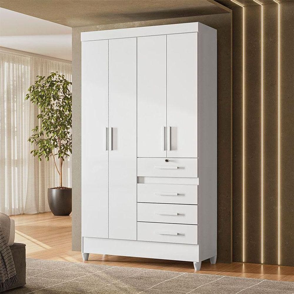 Guarda Roupa Infantil Ambiente Sobral 4 Portas Branco - Moval