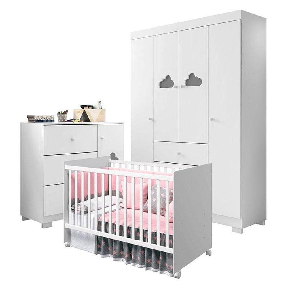 Quarto De Bebê Ane Com Berço Americano Tico Branco Brilho – Phoenix Baby