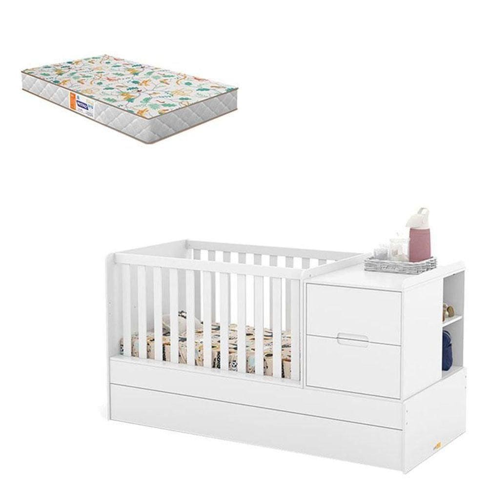 Berço Americano Multifuncional Formare Branco Acetinado Com Colchão Gazin – Matic