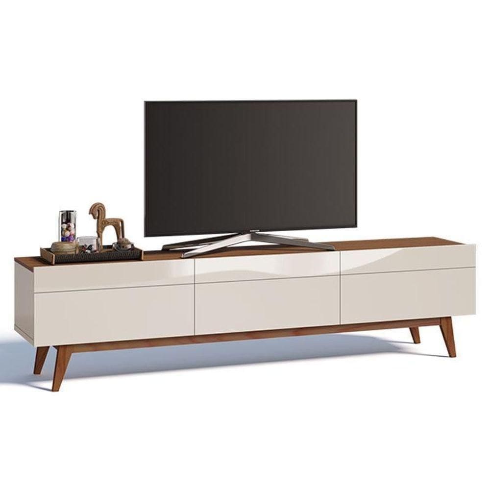 Rack Bancada Classic 3 Gavetas Off White Freijó Touch - Imcal