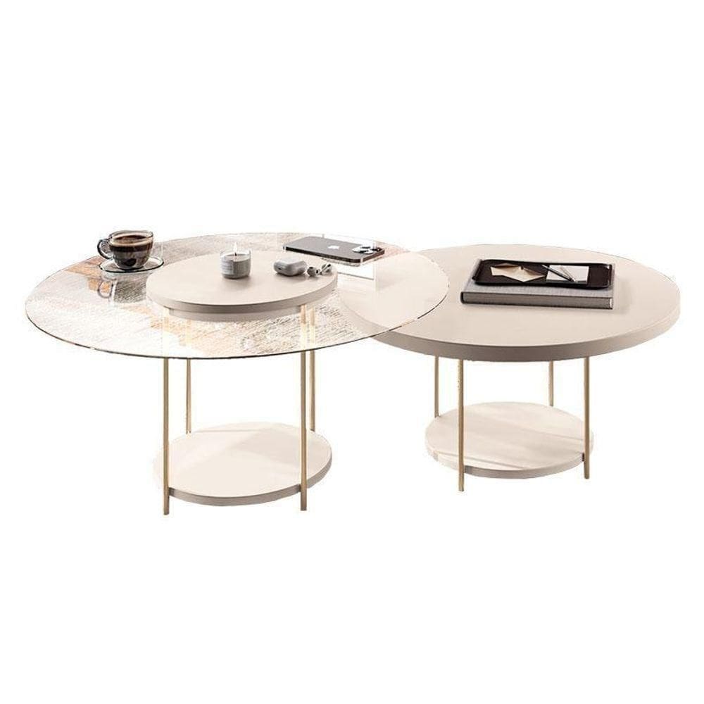 Kit Mesa De Centro Sky Off White – Hb Móveis