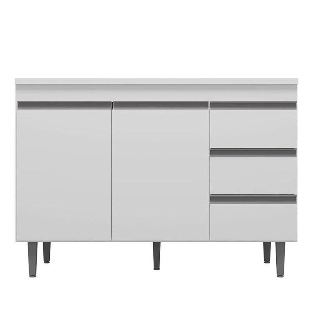 Balcão De Cozinha Andréia Com Tampo 120 Cm Branco – Ajl