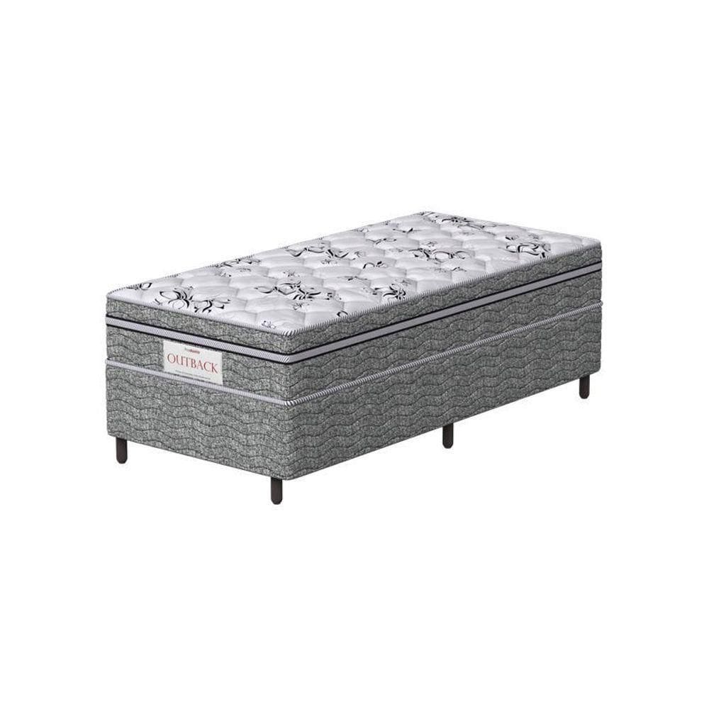 Conjunto Box Solteiro Mola Ensacada Prodormir New Cinza