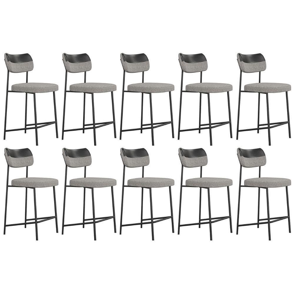 Banqueta Cozinha Média Kit 10 Milli Linho Cinza/preto A14 - Mpozenato