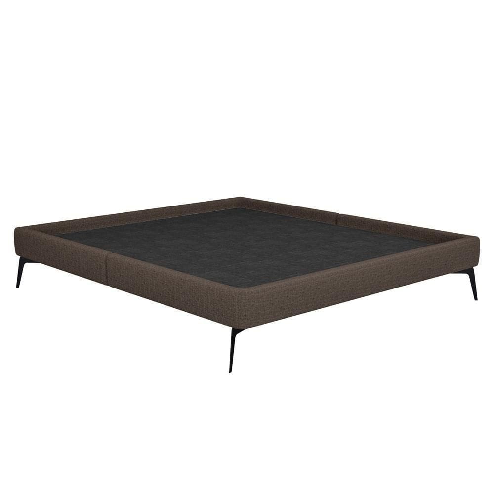 Cama Casal 145cm Pés Metálicos Elisa S05 Linho Marrom - Mpozenato