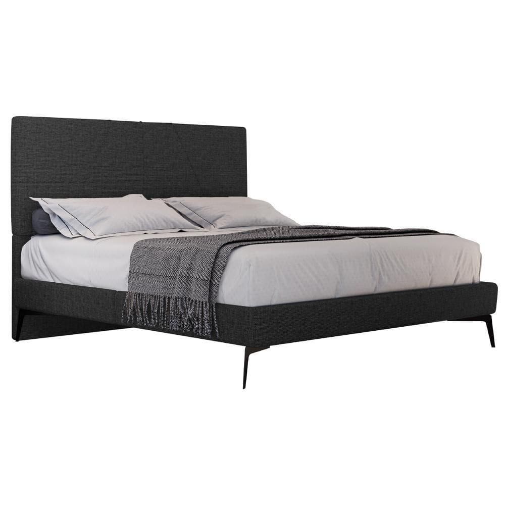 Cama Casal King Com Cabeceira 199cm Pés Metálicos Elisa S05 Linho Preto - Mpozenato