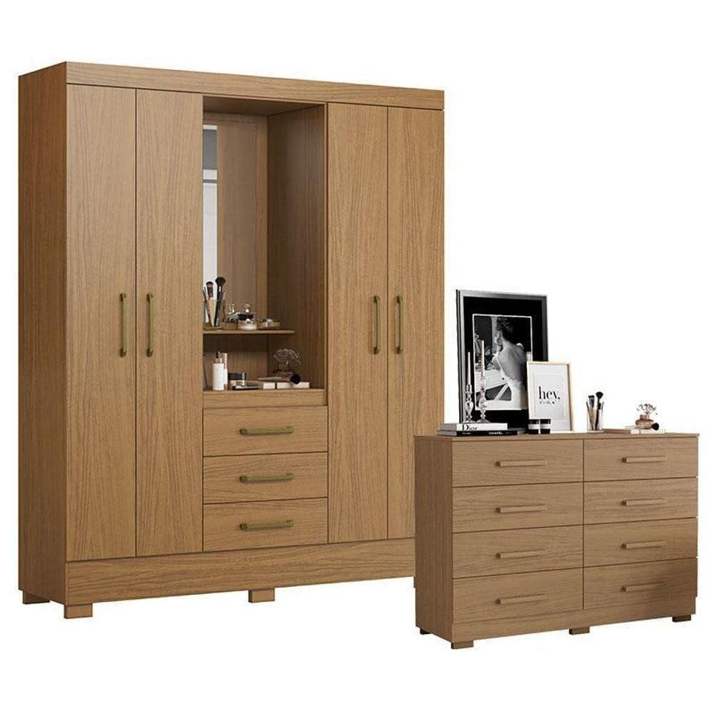 Cômoda 2014148 E Guarda Roupa Solteiro Paris 2045150 Atacama - Aramóveis